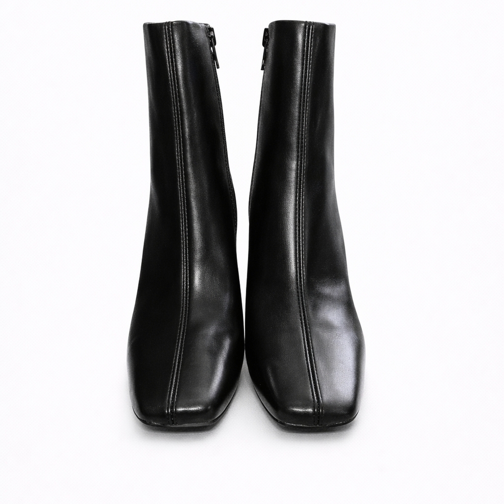 INC International Concepts Black Square-Toe Zip Ankle Boots